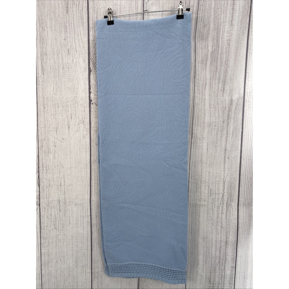 Texteis Penedo Throw Blanket 50x70 Robin Egg Blue Textured Crochet Trim Cotton
